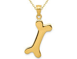 14K Yellow Gold Bone Shaped Charm Pendant Necklace with Chain